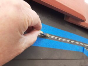 愛知県知立市の破風板塗装　シーリングプライマー塗布