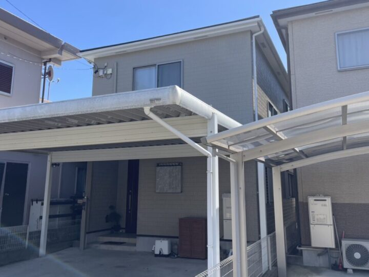 ベージュ系ツートンから単色グレーに変更で今風のシンプルな外観に✨　｜愛知県安城市　M様邸｜愛知県安城市、西尾市の塗り替え屋本舗　1097