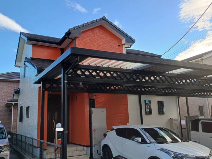 オレンジの差し色で陽気のある明るい印象で派手になりすぎず、お洒落に仕上がりました🍊　｜愛知県刈谷市　K様邸｜愛知県安城市、西尾市の塗り替え屋本舗　1112